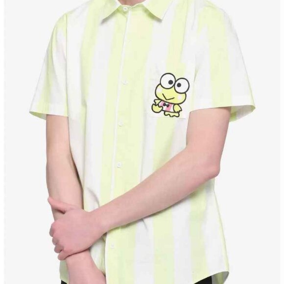 Hello Kitty Tops - NWT Keroppi Stripe Woven Button-Up (Retired in 2022)